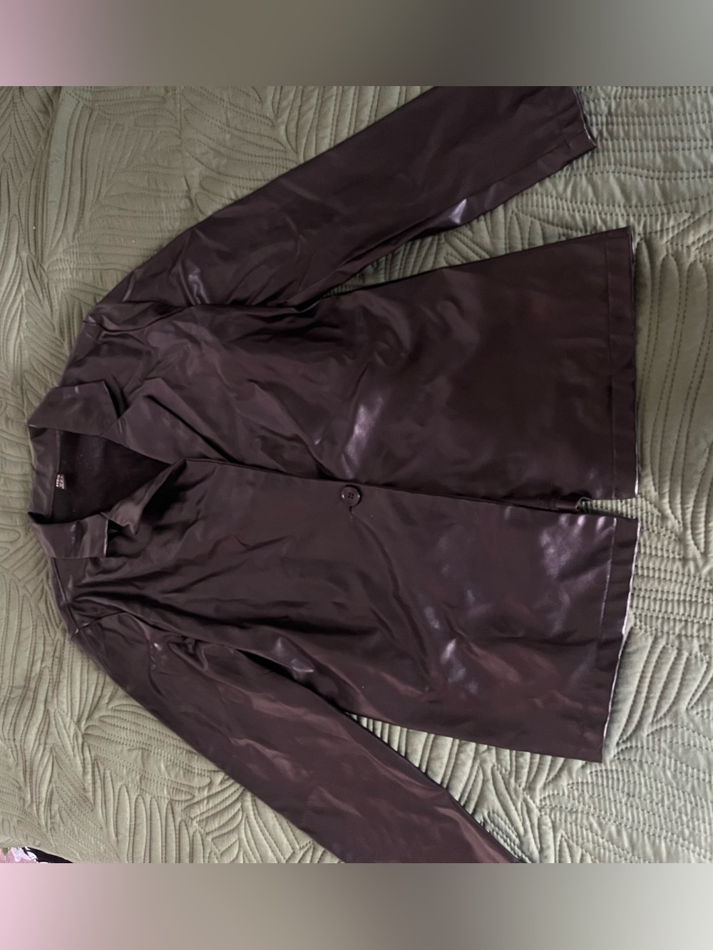Black Faux Leather Button-Front Jacket